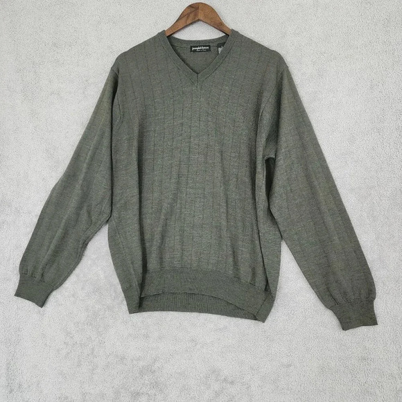 Joseph & Clyman Men's V-Neck Sweater 100% Merino Wool L  Italy 19PT - Picture 1 of 7